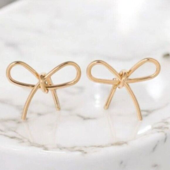 Gold Sugarfix Baublebar Bow Earrings Nickel Free NWT - Picture 1 of 1